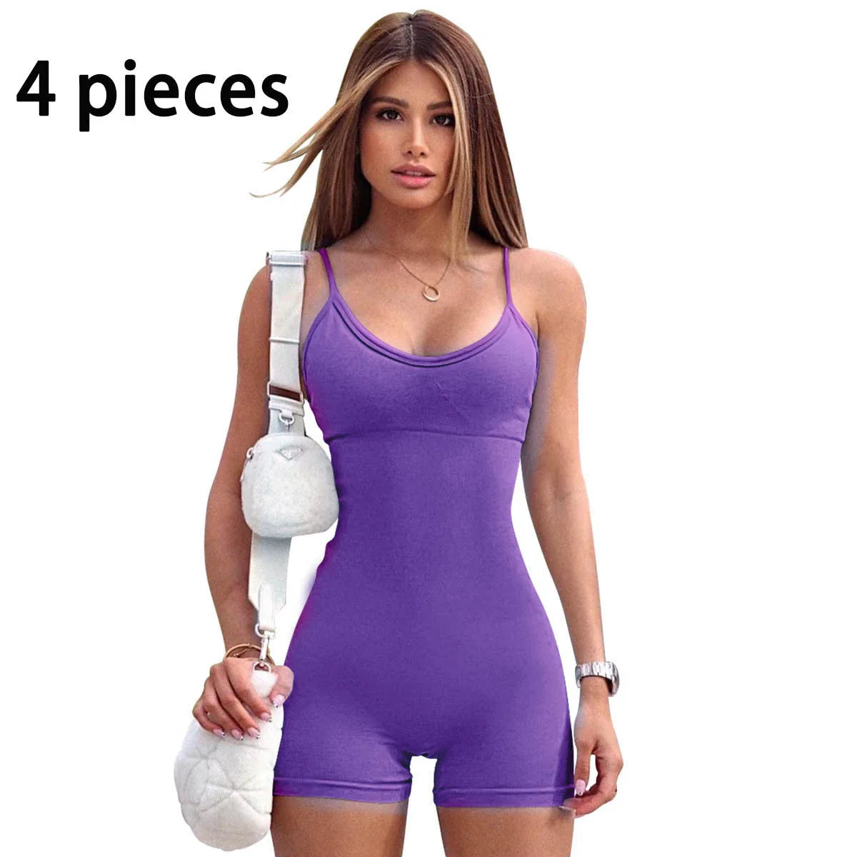 Premium workout jumpsuit with spaghetti straps, available in a variety of vibrant colors for an elevated fitness style