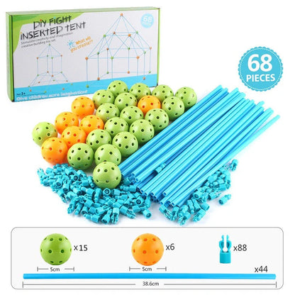 Kids DIY 3D Construction Fort Building Kit with sticks and balls for creative play