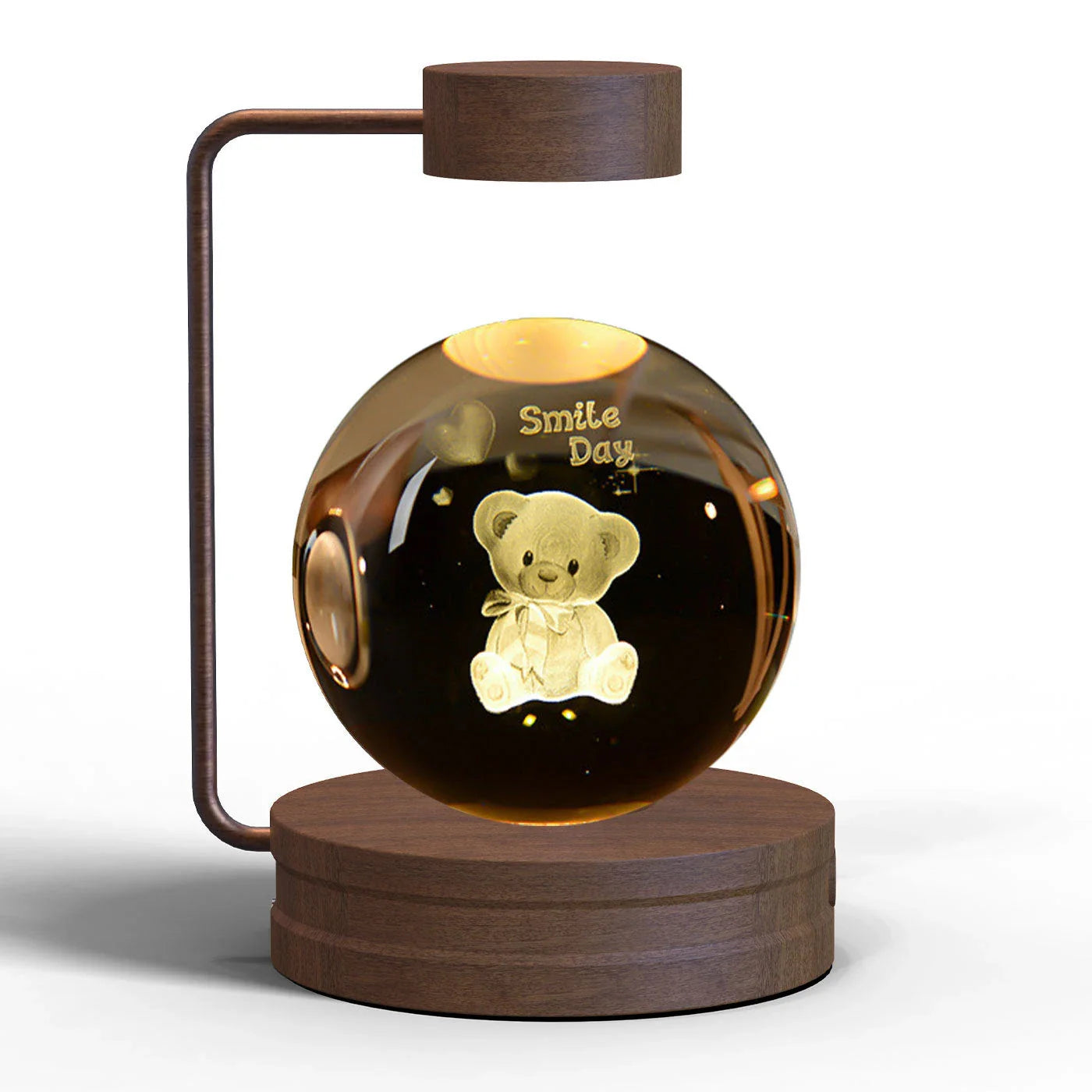 Enchanting crystal ball night light with cosmic designs, creating a warm and soothing ambiance in any room.