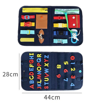 Children's felt busy board for dressing and buttoning skills development