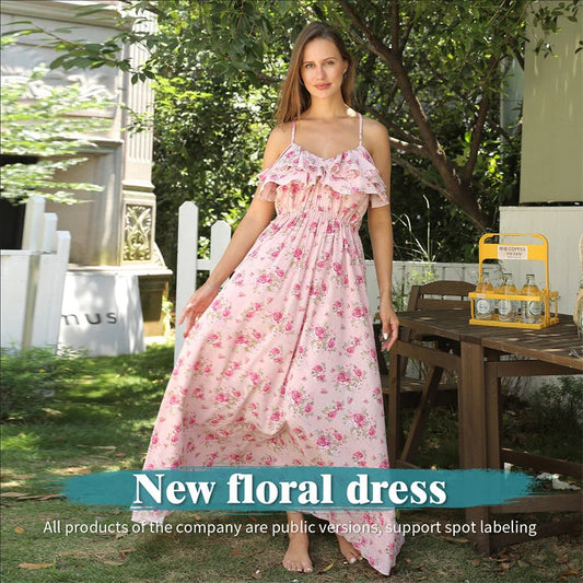 Women's simple printed polyester dress in white, available in sizes S to 4XL