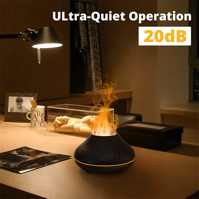 Volcanic Flame Aroma Diffuser with LED light and 130ml capacity in beige and black