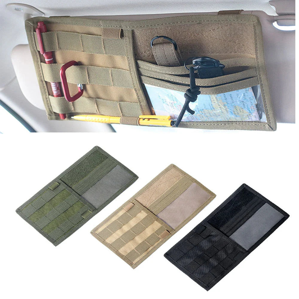 Tactical Visor Organiser with MOLLE-compatible design, made of durable 800D nylon for UK drivers