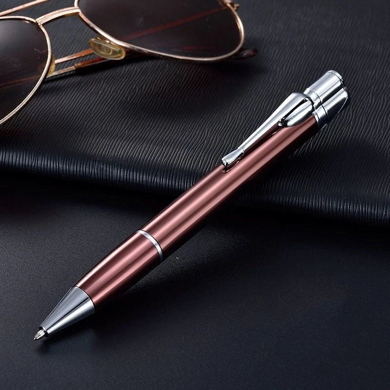 Premium metal pen lighter with a powerful windproof flame, refillable butane design, and compact portable size for outdoor adventures and everyday use