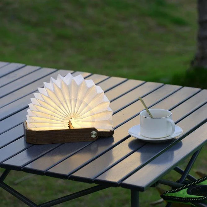 Nordic style wooden hand lamp with USB rechargeable feature, extendable up to 30 cm