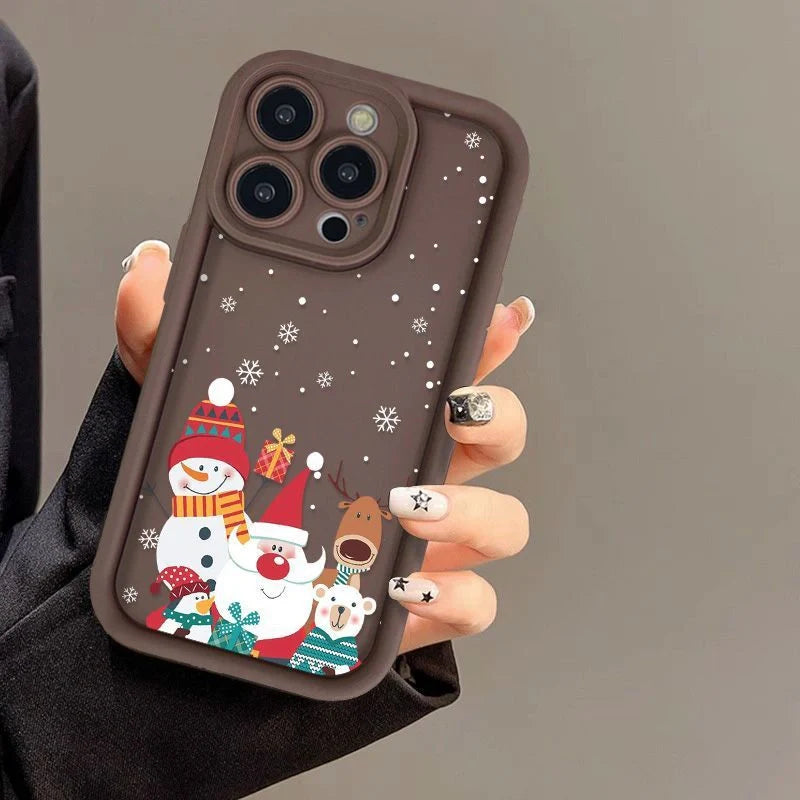 Santa Claus themed frosted shockproof silicone iPhone case in multiple colours