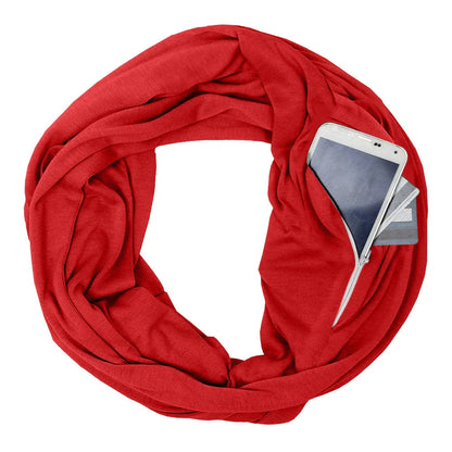 Solid colour pocket scarf with zippered pocket in various colours