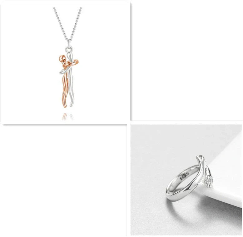Stylish brass hugging couple necklace with minimalist design - a thoughtful Valentine's Day gift