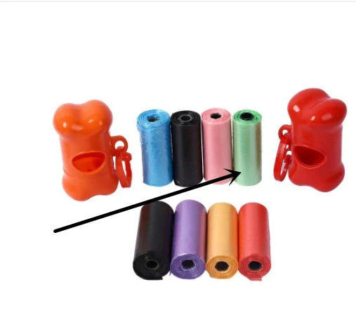 Eco-friendly dog poop bags in various colours for pet waste cleanup