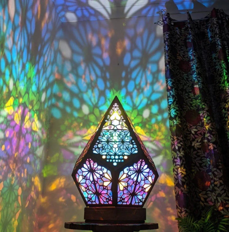 Bohemian Starry Sky Floor Lamp projecting stars on wall