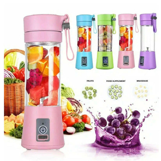 Portable smoothie blender with USB rechargeable battery, six-blade design, and automatic cleaning function for on-the-go healthy nutrition.