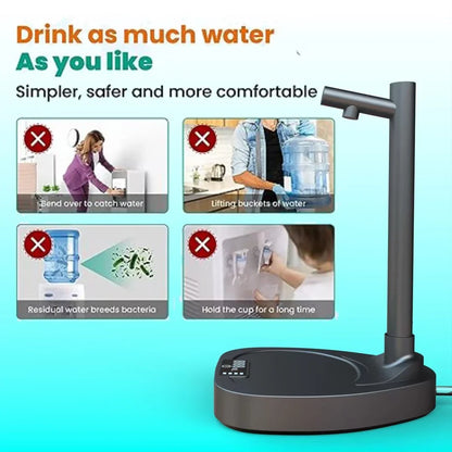 Rechargeable electric water dispenser with smart 8-stage capacity selection, hands-free operation, and extended water pipe for versatile use