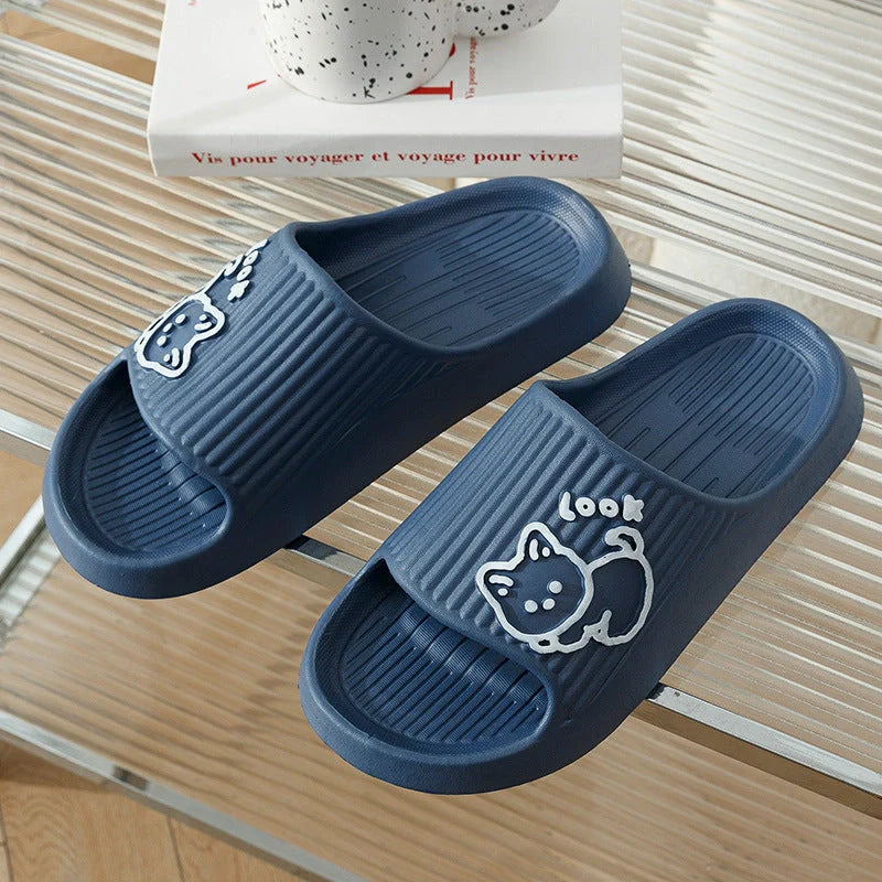 Women's non-slip cat slippers in assorted colours for summer wear