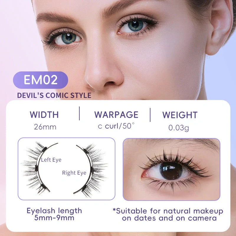 Premium magnetic suction false eyelashes in mink hair for a natural, glamorous look