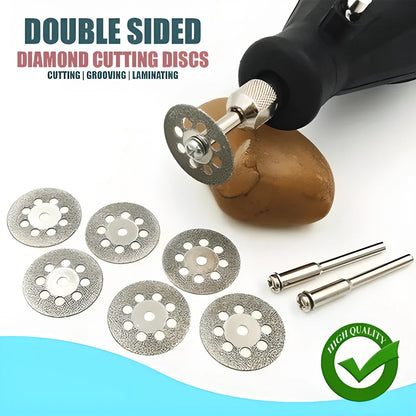 Premium diamond cutting discs with dual connecting shanks, perfect for DIY and crafting projects with Dremel rotary tools