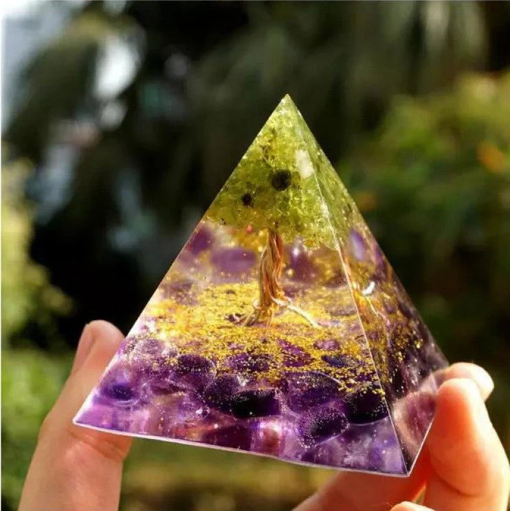 Handcrafted Natural Crystal Pyramid Energy Tower ornament for home decor