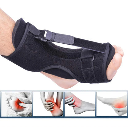 Adjustable dorsal night splint for plantar fasciitis and foot drop support in black