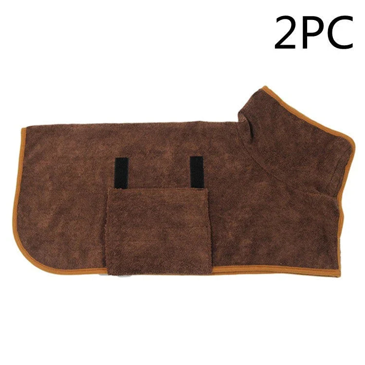 Premium microfiber pet drying bathrobe with adjustable strap and soft lining for superior comfort and absorbency
