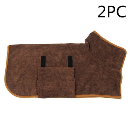 Premium microfiber pet drying bathrobe with adjustable strap and soft lining for superior comfort and absorbency