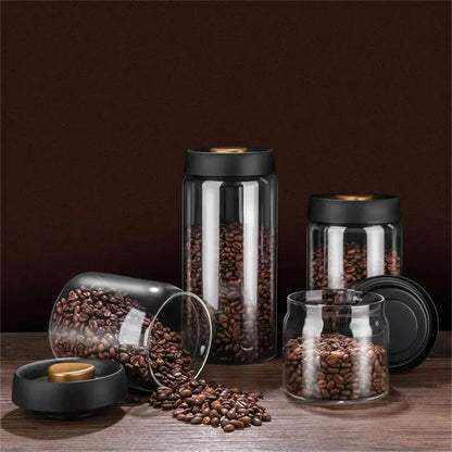 Premium glass airtight coffee canister set with vacuum seal technology for preserving freshness of coffee beans and other dry goods