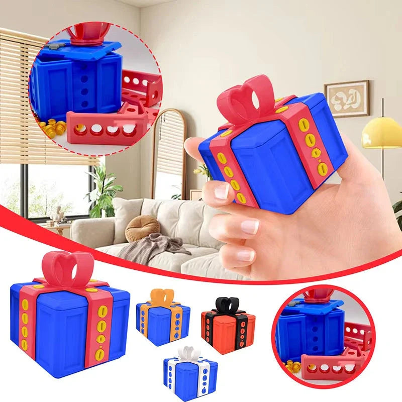 Clever Gag Gift Box - Unique 3D printed design in various colors with a humorous "trouble" concept for prank gifts and creative holiday presents