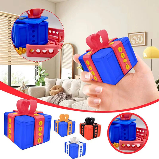 Clever Gag Gift Box - Unique 3D printed design in various colors with a humorous "trouble" concept for prank gifts and creative holiday presents