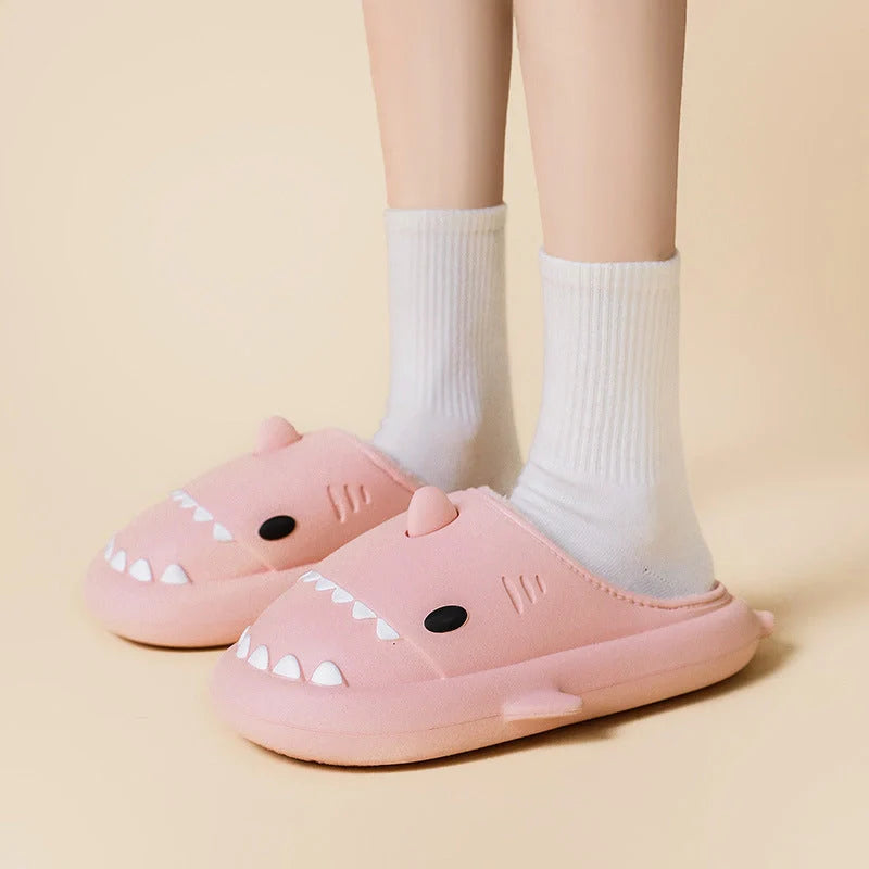 Cartoon shark EVA slippers with waterproof soft bottom in various colours