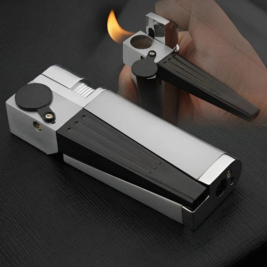 Foldable metal pipe lighter with stash compartment - eco-friendly smoking gadget
