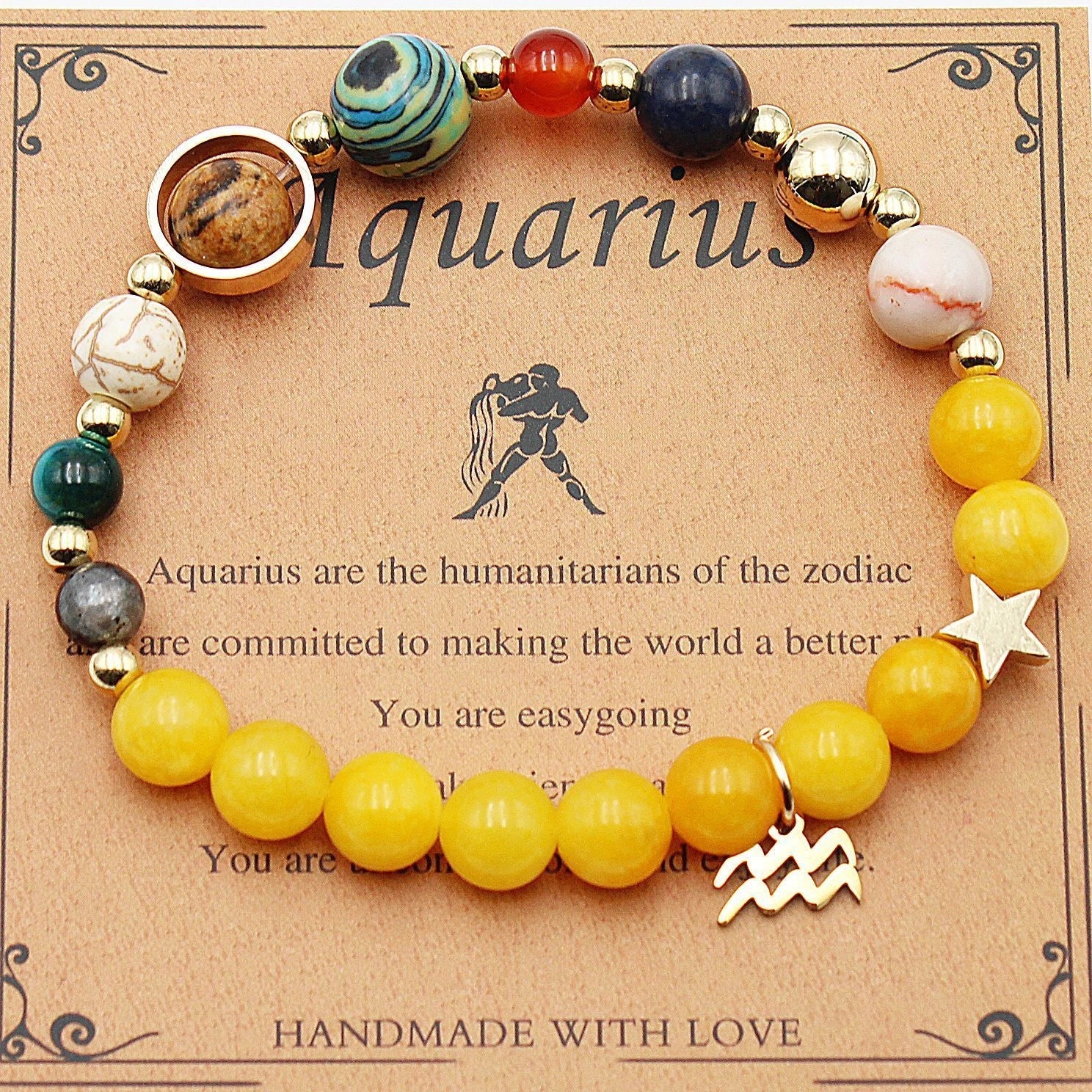 Morgan Stone Beaded Bracelet with twelve constellation designs