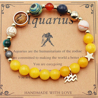 Morgan Stone Beaded Bracelet with twelve constellation designs