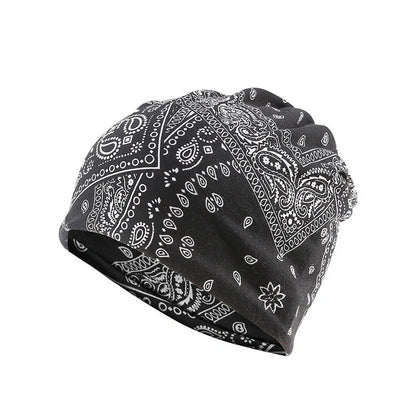 Adjustable windproof earmuff hat with cashew flower print in various colours