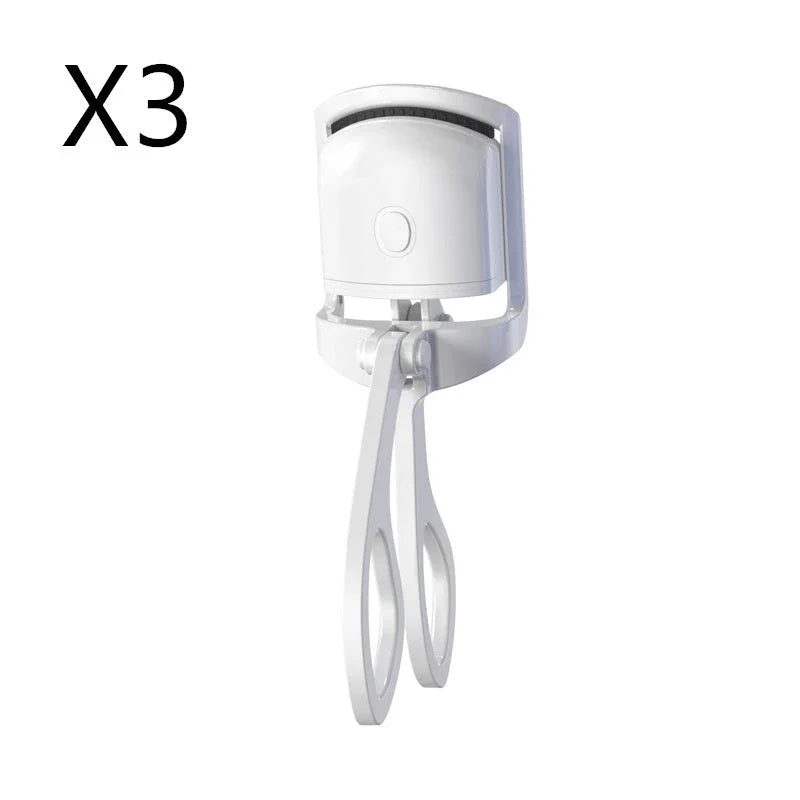 Rechargeable heated eyelash curler with temperature control, perfect for curling and defining lashes