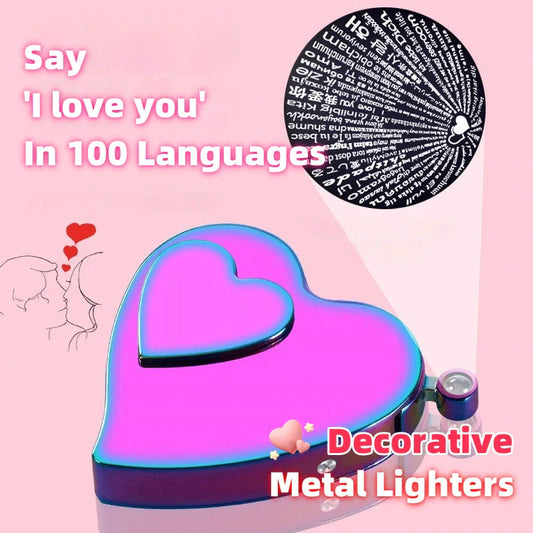 Double heart-shaped windproof metal candle lighter with tungsten wire ignition