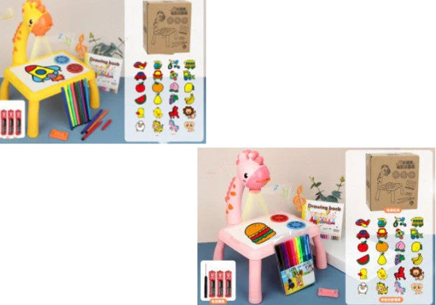 Children's magnetic projection drawing board with music function in blue and pink