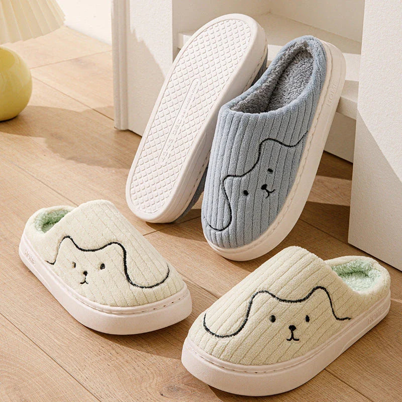 Comfy cat-themed slippers with plush material, striped pattern, and variety of color options