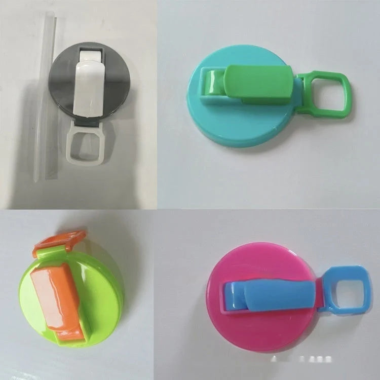 Reusable soda can lid with straw in various colours, fitting standard Coke cans