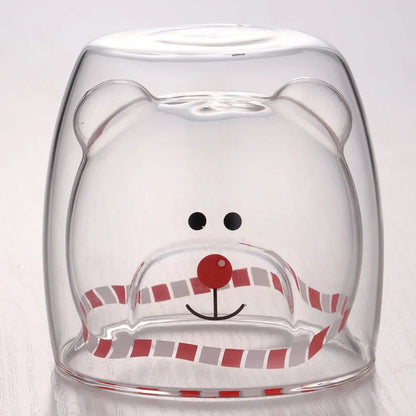 3D double-layer panda cup with skull design and festive inner Christmas tree