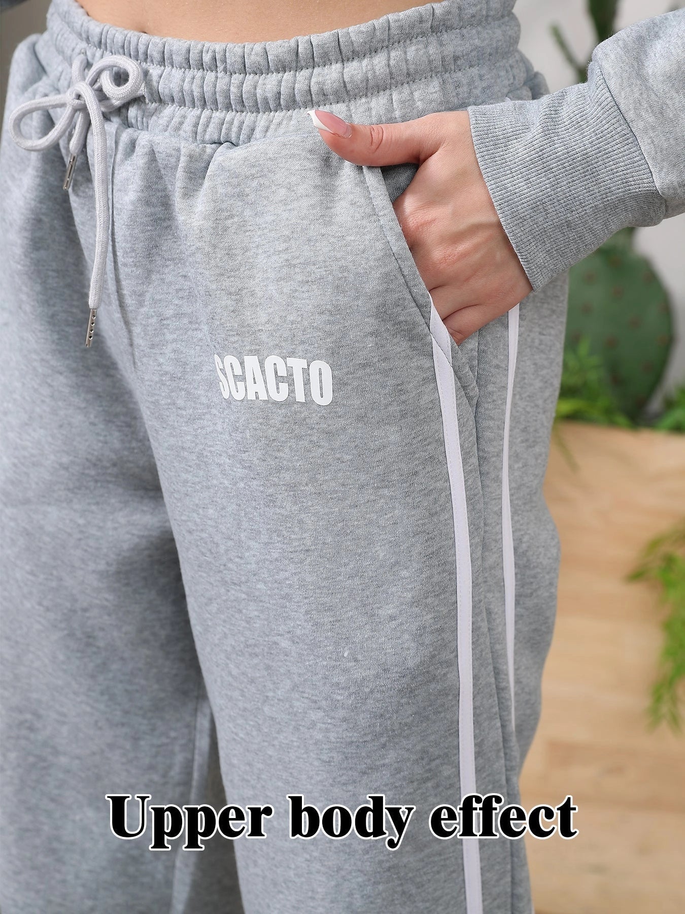 Women's Long Sleeved Hoodie Set in black and grey