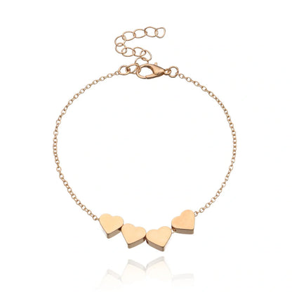 Korean-inspired thin chain heart bracelet for women in gold and silver