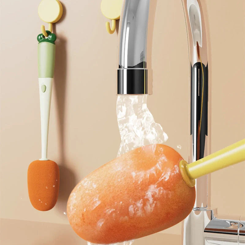 3-in-1 multifunctional cleaning brush set with carrot design for efficient kitchen cleaning