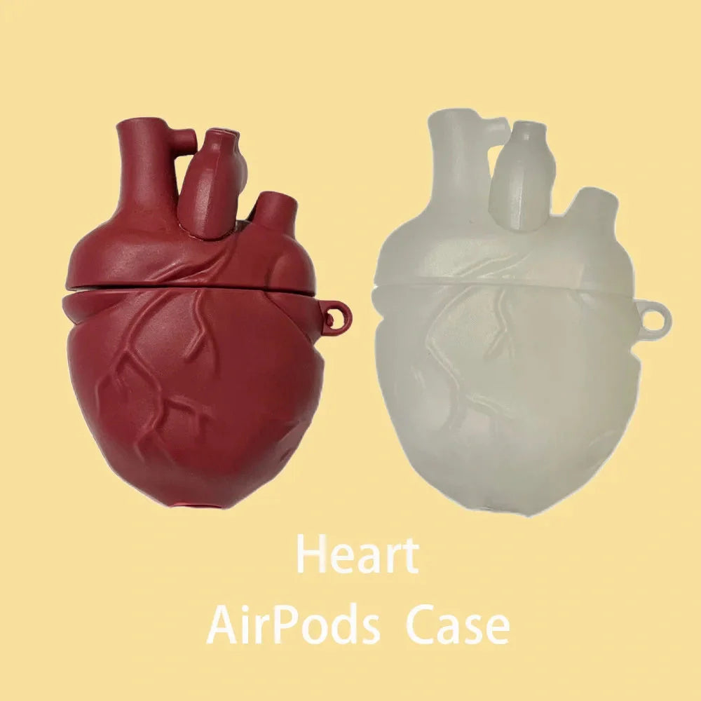 3D Heart Design Silicone Case for AirPods Pro and 3rd Generation in wine red and ivory white