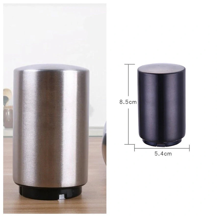 Portable magnetic automatic beer bottle opener in brushed stainless steel finish