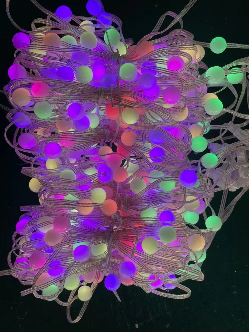 Smart LED RGB Curtain String Lights with Bluetooth control and waterproof design