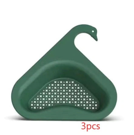 Swan-shaped kitchen sink hanging basket for drying fruits and vegetables