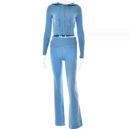 Stylish hoodie suit set with cozy hoodie and high-waisted pants in various colors