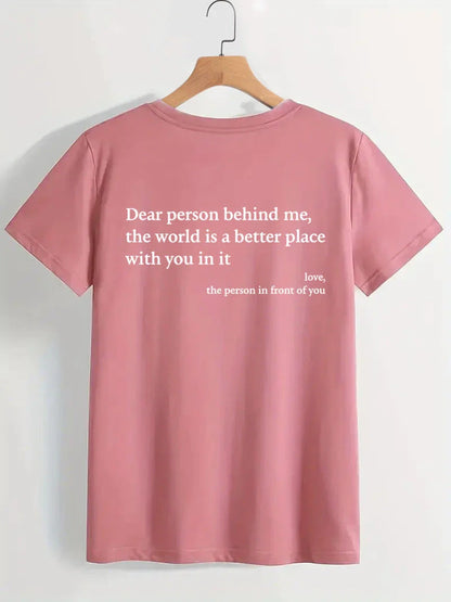 Women's graphic tee with playful slogan, available in various colors and sizes