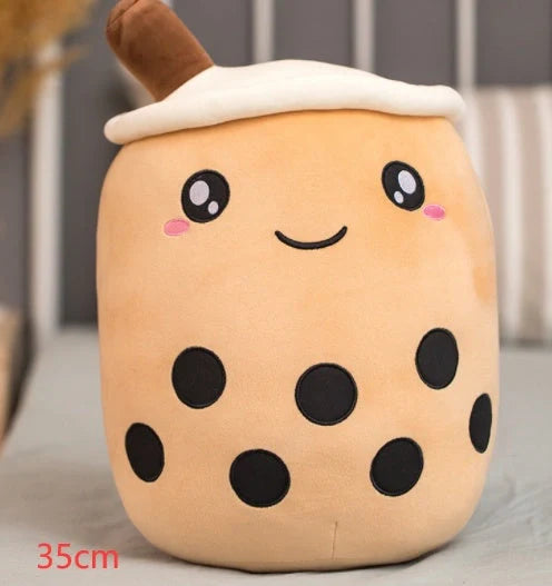Strawberry Milk Tea Plush Boba Toy Pillow in various colours and sizes