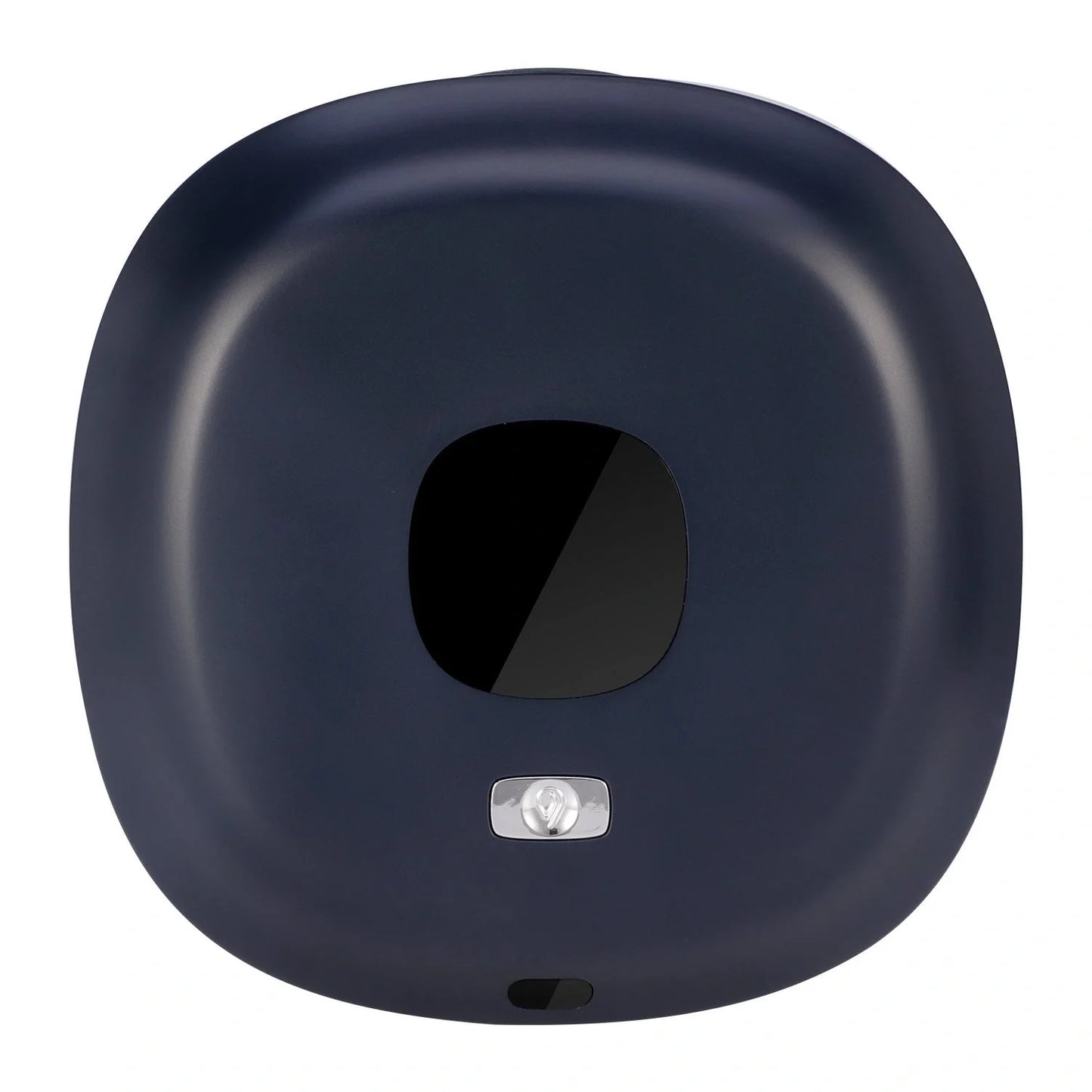 Smart sensor wall-mounted soap dispenser in white and blue, featuring contactless operation and temperature sensing