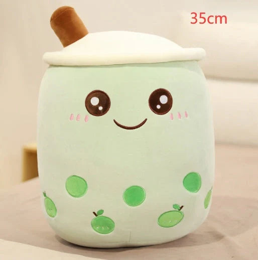 Strawberry Milk Tea Plush Boba Toy Pillow in various colours and sizes