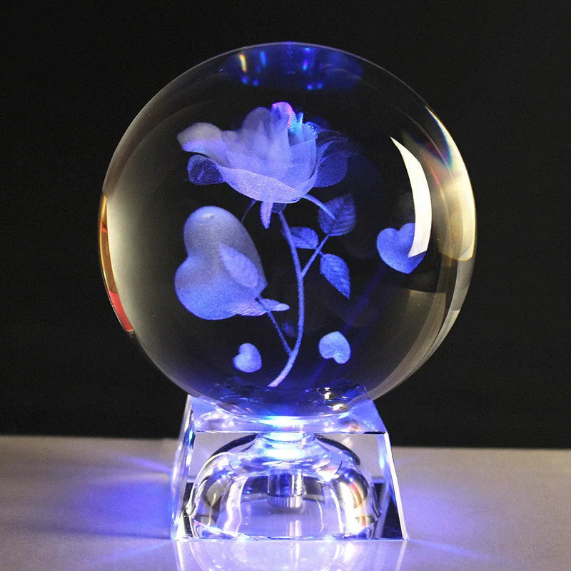 LED Music Box with luminous crystal ball showcasing Milky Way or Solar System 3D perspective
